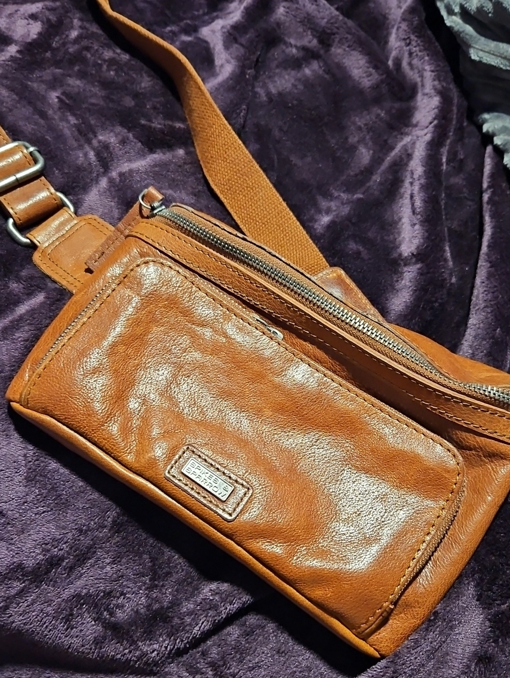 Women's Tan Leather Crossbody Belt Bag - Classic Hands-Free Carry
